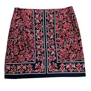 Talbots Women's Navy/Red/Wht Paisley Lined Skirt EUC Pencil Mini | Size 12